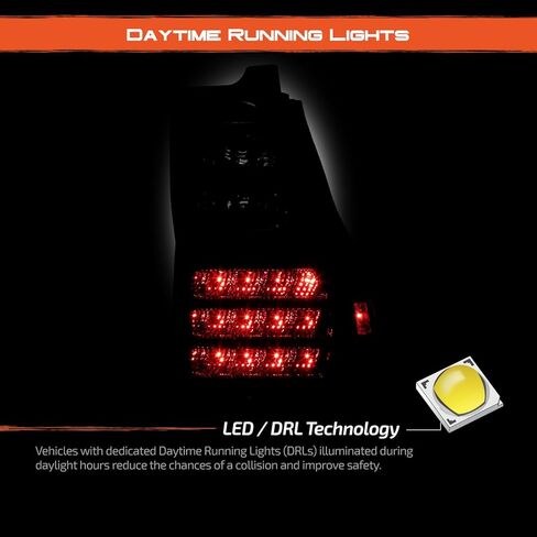 AKKON - Fits 2006-2009 Toyota 4Runner LED DRL Running Black Tail Lights Pair Driver Left+Passenger Right Replacement in Saudi Arabia