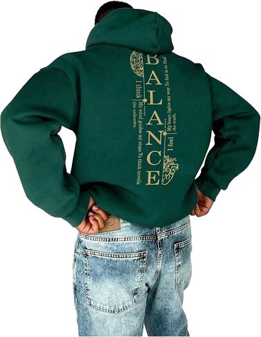 SOLY HUX Men's Hoodies Letter Graphic Hooded Sweatshirts Vintage Streetwear with Pocket in Saudi Arabia