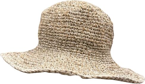 قبعة شمس من الكروشيه من Boho Hemp ذات حافة سلكية - قبعة شاطئ صيفية مصنوعة يدويًا وصديقة للبيئة بحافة واسعة - قبعة مهرجان خفيفة الوزن وقابلة للتعبئة ومسامية للنساء طبيعية in Kuwait