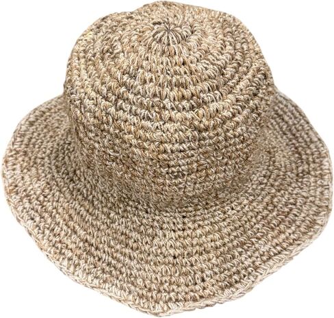 قبعة شمس من الكروشيه من Boho Hemp ذات حافة سلكية - قبعة شاطئ صيفية مصنوعة يدويًا وصديقة للبيئة بحافة واسعة - قبعة مهرجان خفيفة الوزن وقابلة للتعبئة ومسامية للنساء طبيعية in Kuwait