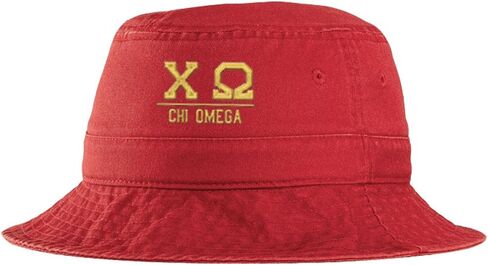 Women's Chi Omega Greek Letter Bucket Hat Red in Saudi Arabia
