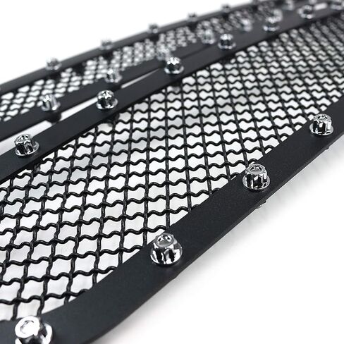 Spec-D Tuning Rivet Mesh Black Upper Grille Inserts 2Pc Compatible with 2005-2007 Chevy Silverado 1500 2500Hd 3500 in Saudi Arabia