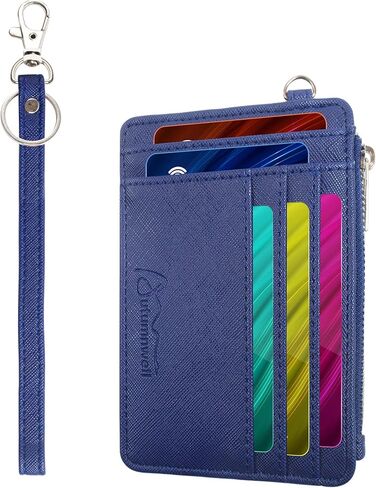 Credit Card Holder Wallet RFID Blocking Leather Small Wallet for Women Slim Minimalist Front Pocket Wristlet Wallets for Women （Navy Blue） in Saudi Arabia