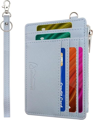 Credit Card Holder Wallet RFID Blocking Leather Small Wallet for Women Slim Minimalist Front Pocket Wristlet Wallets for Women （Navy Blue） in Saudi Arabia