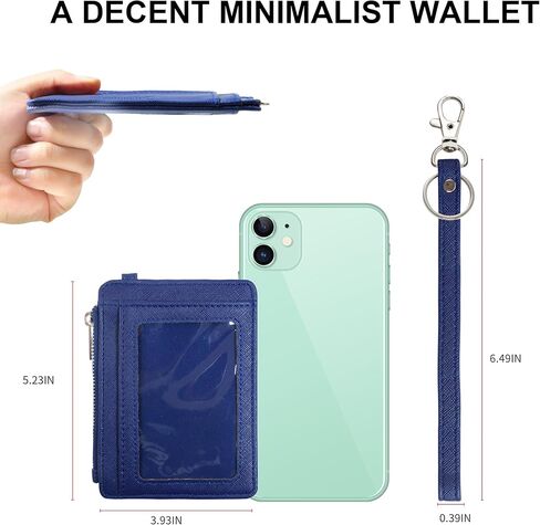 Credit Card Holder Wallet RFID Blocking Leather Small Wallet for Women Slim Minimalist Front Pocket Wristlet Wallets for Women （Navy Blue） in Saudi Arabia