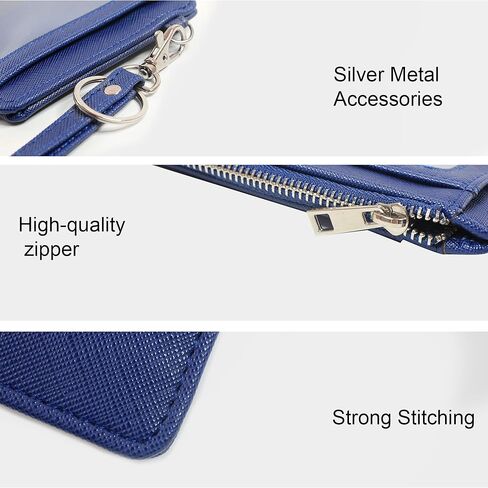 Credit Card Holder Wallet RFID Blocking Leather Small Wallet for Women Slim Minimalist Front Pocket Wristlet Wallets for Women （Navy Blue） in Saudi Arabia