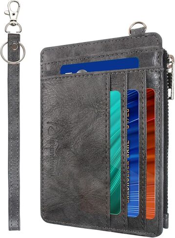 Credit Card Holder Wallet RFID Blocking Leather Small Wallet for Women Slim Minimalist Front Pocket Wristlet Wallets for Women （Navy Blue） in Saudi Arabia