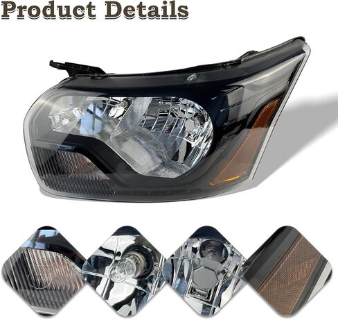 Pair Headlight Assembly Fit for 2015-2020 Ford Transit 150 250 350 Halogen Head Lamp Black Housing Left Driver and Right Passenger Side CK4Z13008G FO2503357 CK4Z13008F FO2502357 in Kuwait