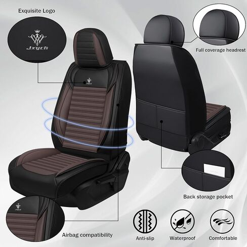 Seat Covers Fit for Saturn Ion 2003-2007 Premium Leather Car Seat Covers, Waterproof Non-Slip and Airbag Compatible, Fashion Car Seat Protector (Black Coffee,5 Seats) in Saudi Arabia
