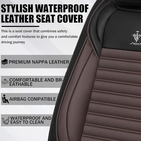 Seat Covers Fit for Saturn Ion 2003-2007 Premium Leather Car Seat Covers, Waterproof Non-Slip and Airbag Compatible, Fashion Car Seat Protector (Black Coffee,5 Seats) in Saudi Arabia