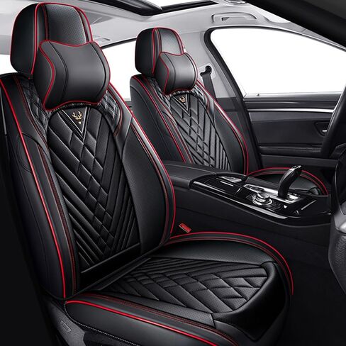 Fit for Honda Ridgeline Seat Covers 2006-2026, Nappa Leather, 360° Full Protection, Thick Padding & Memory Foam, Waterproof & Stain-Resistant Car Seat Cover (Fornt Set with Headrests,Black&Gray) in Kuwait