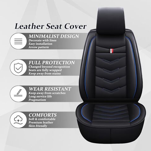 Car Seat Cover 7 Seats for Chrysler Pacifica 2004-2025, Waterproof Durable Compatible Airbag, Premium Leather Seat Protector(7 Seats Luxury,Black Blue) in Saudi Arabia