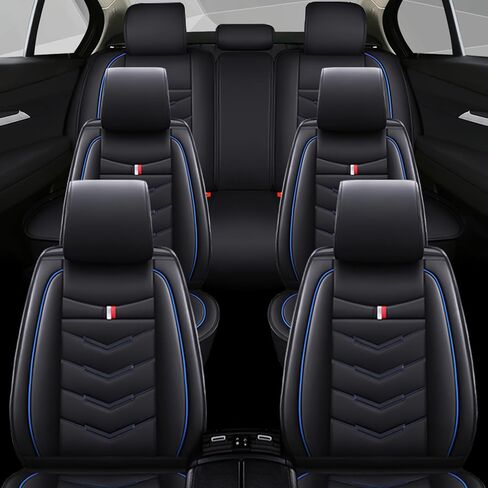 Car Seat Cover 7 Seats for Chrysler Pacifica 2004-2025, Waterproof Durable Compatible Airbag, Premium Leather Seat Protector(7 Seats Luxury,Black Blue) in Saudi Arabia