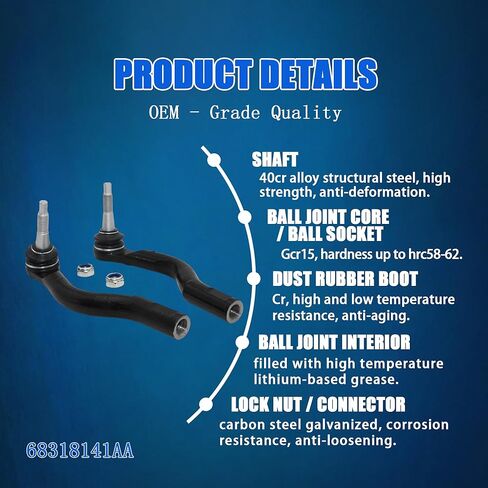 4 قطعة مجموعة نهاية قضيب الربط الأمامي الداخلي والخارجي تناسب 2017-2022 كرايسلر باسيفيكا 2020 كرايسلر فوياجر سائق وجانب الركاب 68318140AA in Kuwait