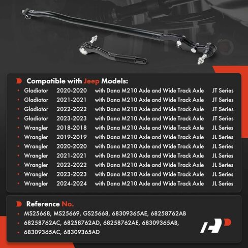 A-Premium 2 x Front Outer Tie Rod End, Compatible with Jeep JL Series Wrangler 2018-2024, JT Series Gladiator 2020 2021 2022 2023 in Saudi Arabia