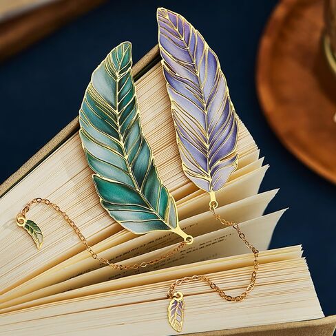 4pcs Feather Bookmark Set Metal Bookmarks for Women and Men Vintage Book Marks for Reading Women Cute Bookmarks for Book Lovers Gifts Fantasy Bookmark Kit Aesthetic Bookmarkers with Pendant Bookmarker in Kuwait