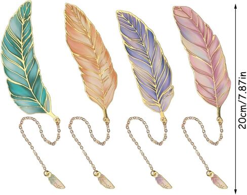 4pcs Feather Bookmark Set Metal Bookmarks for Women and Men Vintage Book Marks for Reading Women Cute Bookmarks for Book Lovers Gifts Fantasy Bookmark Kit Aesthetic Bookmarkers with Pendant Bookmarker in Kuwait