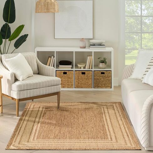 سجادة Nourison Home Horizon داخلية/خارجية طبيعية مقاس 5 × 7 بوصات - سهلة التنظيف، غير قابلة للتساقط، غرفة النوم، غرفة المعيشة، غرفة الطعام، المطبخ (5 × 7 بوصات) in Saudi Arabia