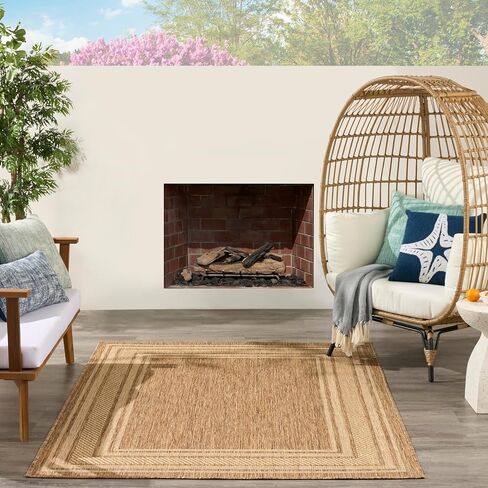 سجادة Nourison Home Horizon داخلية/خارجية طبيعية مقاس 5 × 7 بوصات - سهلة التنظيف، غير قابلة للتساقط، غرفة النوم، غرفة المعيشة، غرفة الطعام، المطبخ (5 × 7 بوصات) in Saudi Arabia