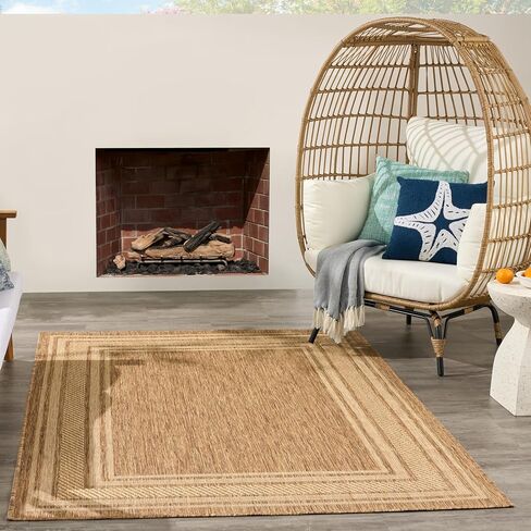 سجادة Nourison Home Horizon داخلية/خارجية طبيعية مقاس 5 × 7 بوصات - سهلة التنظيف، غير قابلة للتساقط، غرفة النوم، غرفة المعيشة، غرفة الطعام، المطبخ (5 × 7 بوصات) in Saudi Arabia