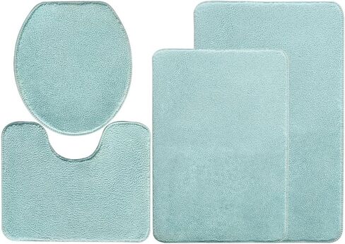 Bathroom Rug Sets, 4 Pieces Soft Area Rugs Set, Toilet Base Mat Carpet, Absorbent Washable Mats Dry Quickly, Home Décor and Bath Room Accessories, Purple in Kuwait