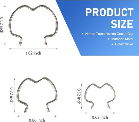 18 PCS 800-801 Quick Connector Clip, 3/8" 1/2" 5/8" Rust-proof Transmission Oil Cooler Line Retaining Clip, Stainless Steel Radiator Hose Retainer, Multi-Functional Tuning Fastener (Silver) in Kuwait