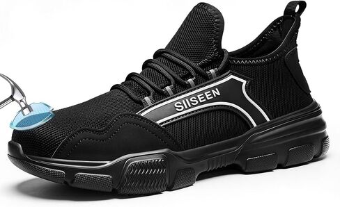 أحذية Hogent Steel لأصابع القدم للرجال والنساء، أحذية عمل مقاومة للثقب، أحذية رياضية خفيفة الوزن قابلة للتنفس وآمنة مثالية لتصنيع مستودعات البناء in Kuwait