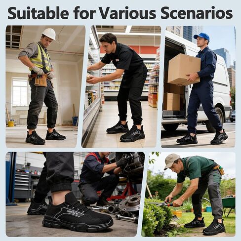 Hogent Steel Toe Shoes for Men Women, Puncture Resistant Work Shoes, Lightweight Breathable Slip On Safety Sneakers Ideal for Construction Warehouse Manufacturing in Saudi Arabia