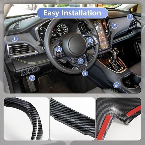 زخارف قولبة لغطاء عجلة القيادة لسيارة Subaru Outback/Legacy 2020-2025 مع غطاء لوحة شاشة الملاحة، وغطاء لوحة حامل الأكواب، وأغطية فتحة التهوية الجانبية للوحة القيادة، وغطاء زر ضبط المصباح الأمامي in Kuwait