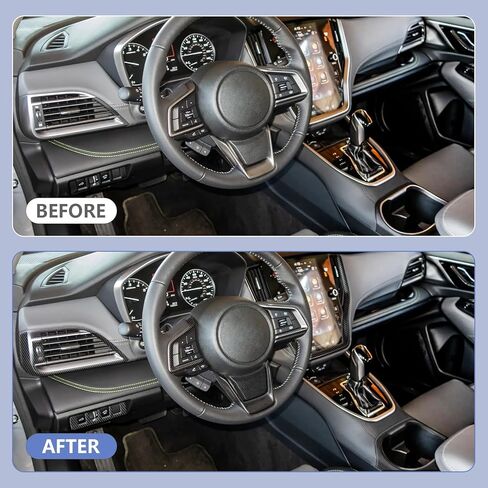 زخارف قولبة لغطاء عجلة القيادة لسيارة Subaru Outback/Legacy 2020-2025 مع غطاء لوحة شاشة الملاحة، وغطاء لوحة حامل الأكواب، وأغطية فتحة التهوية الجانبية للوحة القيادة، وغطاء زر ضبط المصباح الأمامي in Kuwait