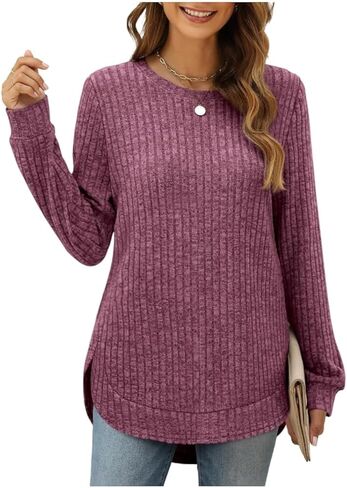 Women Fashion Sweaters Long Sleeve top Fall Clothes Trendy T-Shirt Blouse in Saudi Arabia