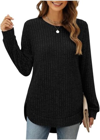 Women Fashion Sweaters Long Sleeve top Fall Clothes Trendy T-Shirt Blouse in Saudi Arabia
