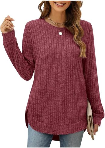 Women Fashion Sweaters Long Sleeve top Fall Clothes Trendy T-Shirt Blouse in Saudi Arabia
