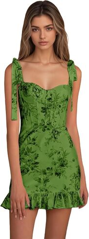 Floral Corset Homecoming Dresses with Bow Straps Bodycon Short Prom Dress for Women Mini Graduation Dresses Formal 2025 in Saudi Arabia