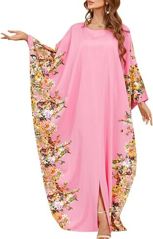 ODIZLI Ramadan Abaya for Women Muslim Batwing Sleeve Floral Print Prayer Dress Dubai Turkey Kaftan in Saudi Arabia
