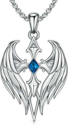 قلادة أجنحة متقاطعة للرجال والنساء S925 من الفضة الاسترليني Guardian Angel Wings Cross قلادة القلائد هدايا للرجال مجوهرات جناح الملاك هدية عيد ميلاد 20+2 بوصة سلسلة من الفولاذ المقاوم للصدأ in Kuwait
