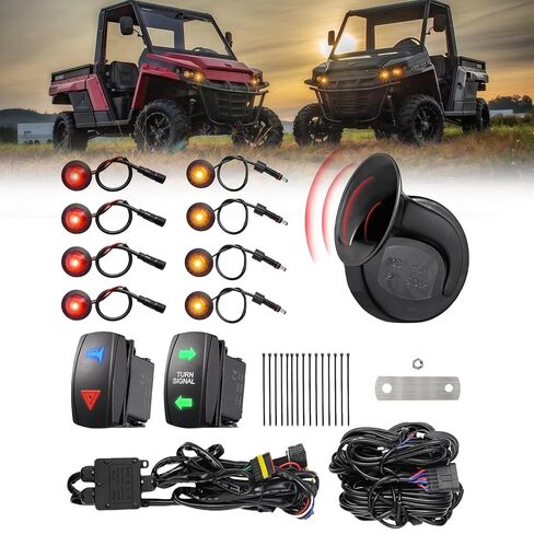UTV Turn Signal Kit with Horn, Pre-Wired, Plug & Play ATV Turn Signal Street Legal Blinker Kit with Rocker Switch USB Flasher Relay Compatible with Polaris, Can-Am, Kawasaki, CFMOTO (8 Pcs Lights) in Saudi Arabia