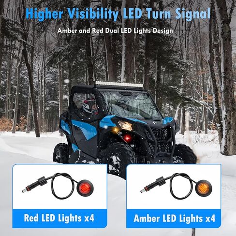 UTV Turn Signal Kit with Horn, Pre-Wired, Plug & Play ATV Turn Signal Street Legal Blinker Kit with Rocker Switch USB Flasher Relay Compatible with Polaris, Can-Am, Kawasaki, CFMOTO (8 Pcs Lights) in Saudi Arabia