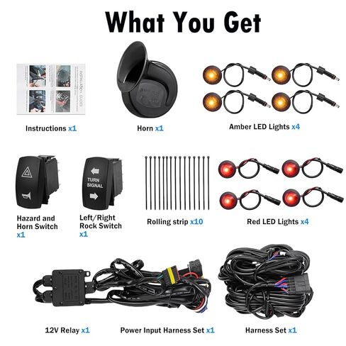 UTV Turn Signal Kit with Horn, Pre-Wired, Plug & Play ATV Turn Signal Street Legal Blinker Kit with Rocker Switch USB Flasher Relay Compatible with Polaris, Can-Am, Kawasaki, CFMOTO (8 Pcs Lights) in Saudi Arabia