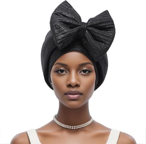 العمائم للنساء أشرطة رأس الأفريقية القوس الديكور أغطية الرأس المرنة النيجيري عمامة قبعة الموضة قبل تعادل الفقرة Mujer in Kuwait