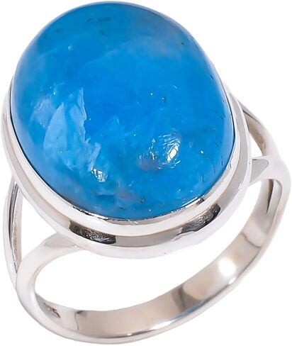 Smithsonite Ring Blue Stone 925 Sterling Silver Handmade Statement Boho Rings Jewelry Gift for Her in Saudi Arabia