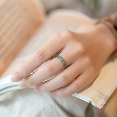 Natural Green Ring for Women, Band Jewelry Gift for Her for Christmas Mom Wife Birthday Gift One Size in Saudi Arabia