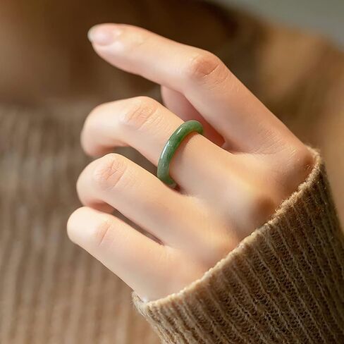 Natural Green Ring for Women, Band Jewelry Gift for Her for Christmas Mom Wife Birthday Gift One Size in Saudi Arabia
