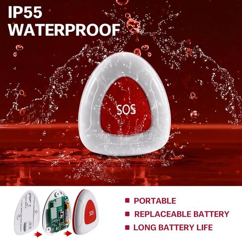 نظام استدعاء الممرضات اللاسلكي، 2 زر قلادة SOS و2 جهاز استقبال إضافي، نطاق طويل 500 قدم للمنزل وكبار السن والمريض ومقدمي الرعاية مع 55 نغمة رنين وتنبيه بصوت عالٍ 110 ديسيبل in Kuwait