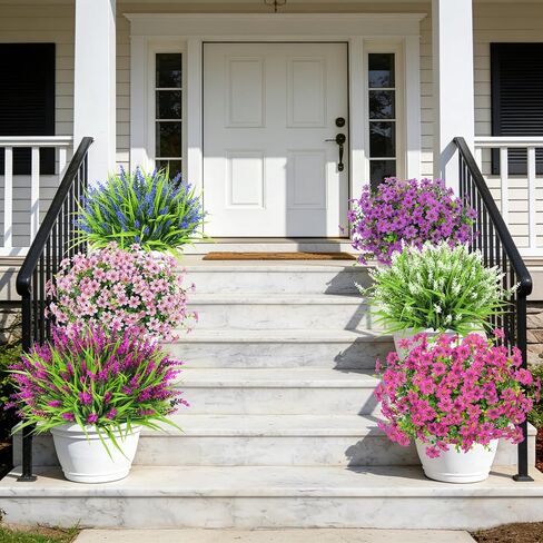 24 حزمة من الزهور الاصطناعية للأماكن الخارجية، مقاومة للأشعة فوق البنفسجية، زهور اللافندر المزيفة الملونة، نباتات بلاستيكية صناعية لربيع وصيف، حديقة، نافذة أمامية، شرفة، ساحة مزرعة، ديكور منزلي خارجي in Kuwait