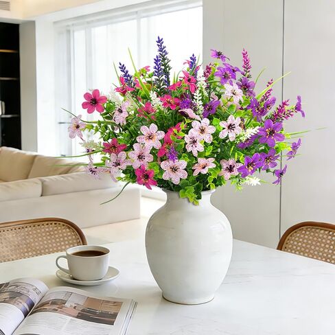 24 حزمة من الزهور الاصطناعية للأماكن الخارجية، مقاومة للأشعة فوق البنفسجية، زهور اللافندر المزيفة الملونة، نباتات بلاستيكية صناعية لربيع وصيف، حديقة، نافذة أمامية، شرفة، ساحة مزرعة، ديكور منزلي خارجي in Kuwait