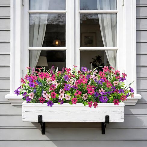 24 حزمة من الزهور الاصطناعية للأماكن الخارجية، مقاومة للأشعة فوق البنفسجية، زهور اللافندر المزيفة الملونة، نباتات بلاستيكية صناعية لربيع وصيف، حديقة، نافذة أمامية، شرفة، ساحة مزرعة، ديكور منزلي خارجي in Kuwait