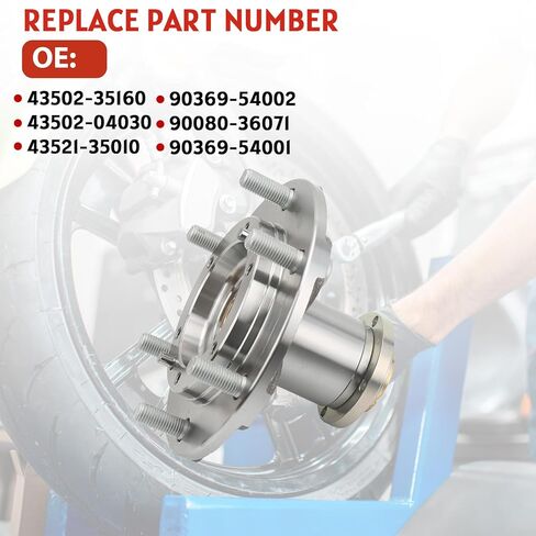 محمل العجلة الأمامية ومجموعة المحور متوافقة مع Toyota Tacoma 1995-2004 فقط 4WD 2.4L 2.7L 3.4L استبدال المحرك # 43502-35160 43521-35010 90080-36071 in Kuwait