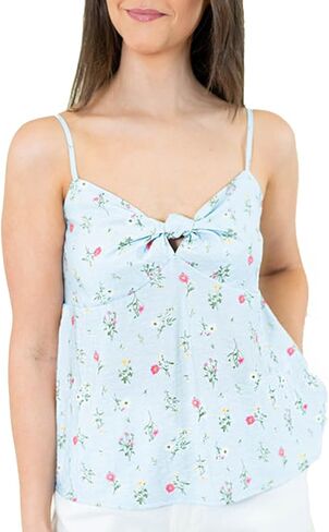 Women Babydoll Floral Print Tank Tops Teen Girls Ruffle Hem Cami V Neck Backless Going Out Crop Tops in Saudi Arabia