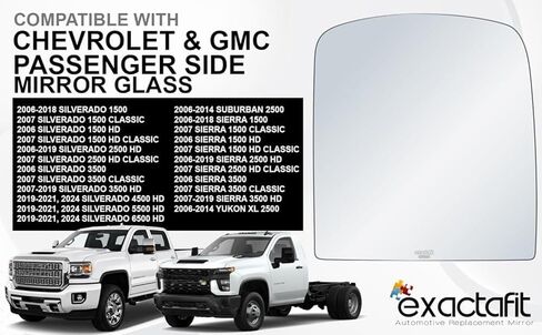 Passenger Side Mirror Glass Replacement For 2006-2021 Chevrolet Silverado Suburban, GMC Sierra Yukon XL 1500 2500 3500 Right Flat Mirrors With Adhesives exactafit 8731R in Saudi Arabia